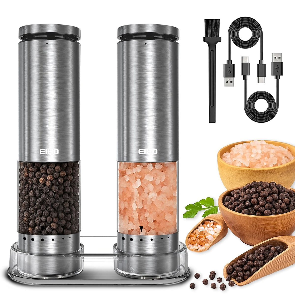 EIHO electric salt and pepper grinder set for easy hands-free seasoning at the table