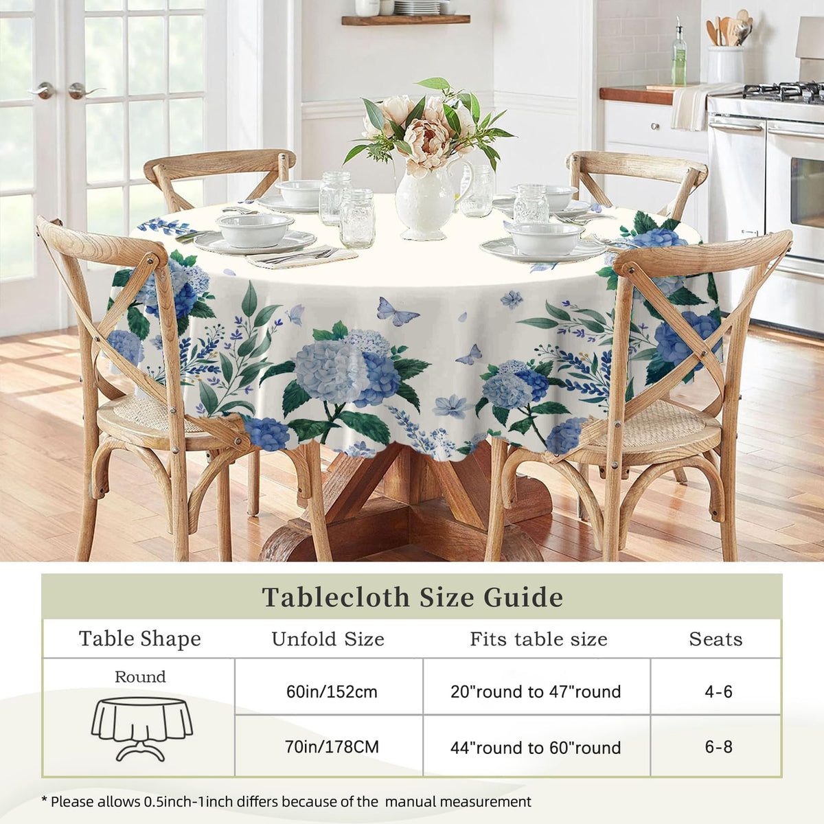 Eikione easy-clean tablecloth wipes clean with a damp cloth.