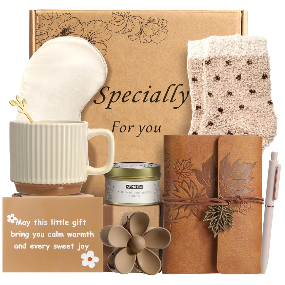 Eirunyx gift basket mug with spoon offers cozy coffee moments for her morning routine.