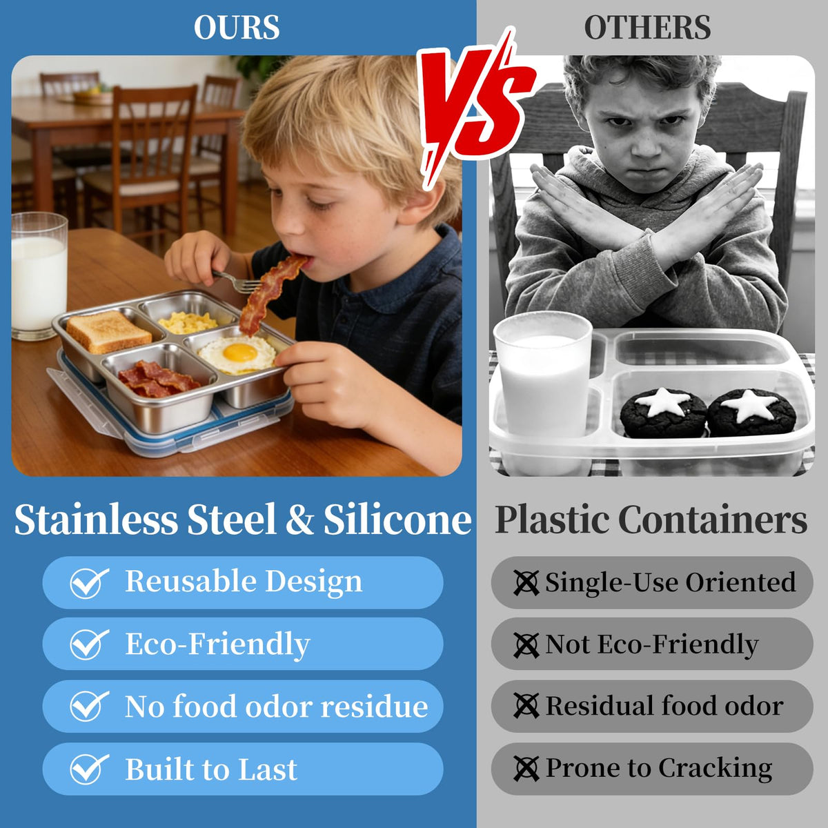 Eiyisem odor-resistant stainless steel design preserves flavor and freshness.