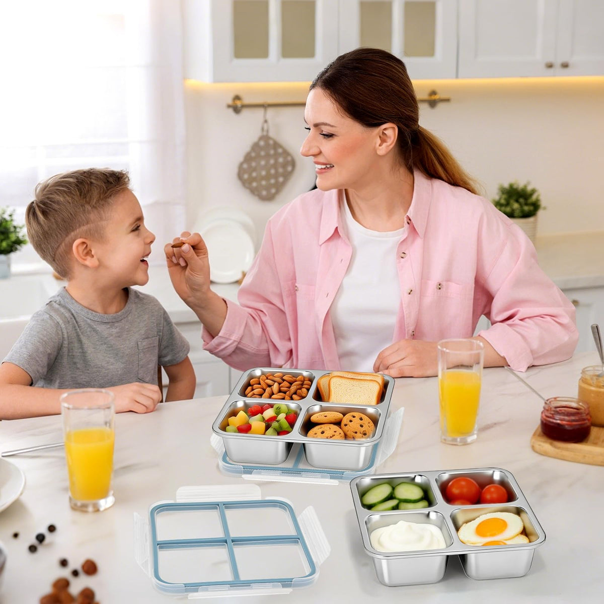 Eiyisem portable snack container fits in backpack and bag effortlessly.