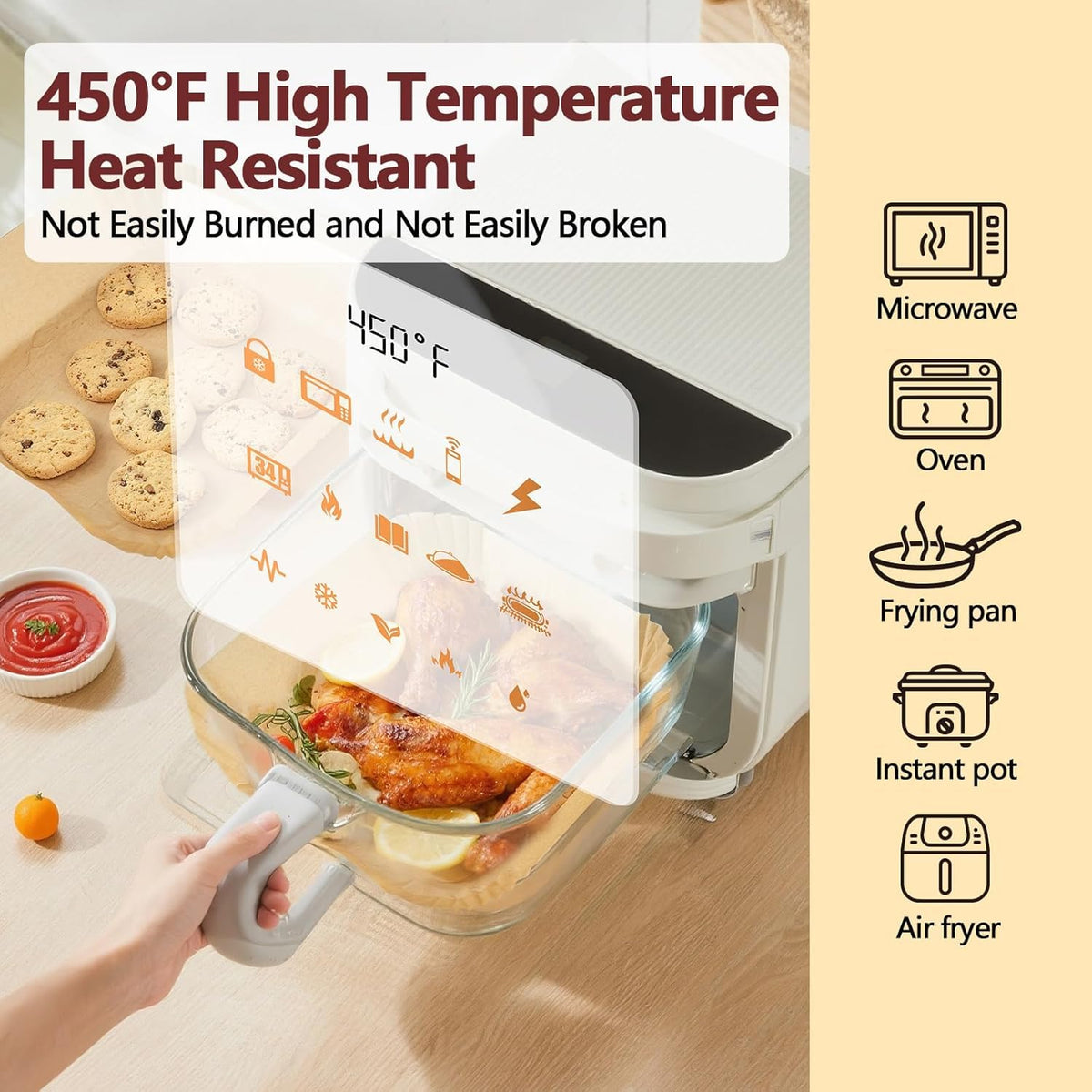EKACO biodegradable air fryer liner 10-inch reduces mess and simplifies cleanup after meals.