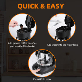 Electactic coffee maker removable filter basket eases daily cleanup.