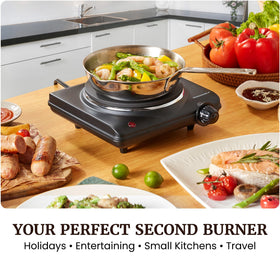 Elite Gourmet 1000W indicator light close-up shows ready-to-use status.
