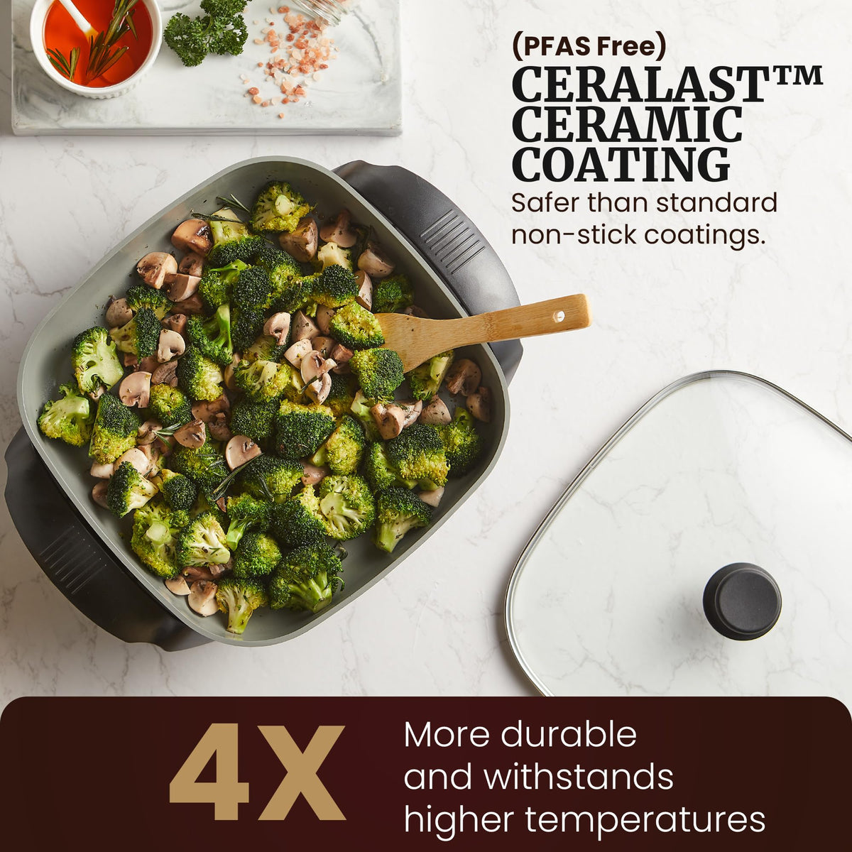 Elite Gourmet Ceralast cast aluminum body resists warping for lasting performance.