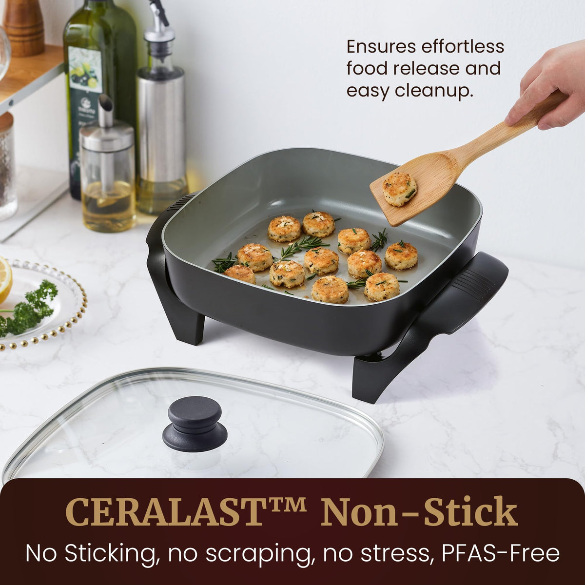 Elite Gourmet Ceralast knob and controls offer simple adjustment during cooking.