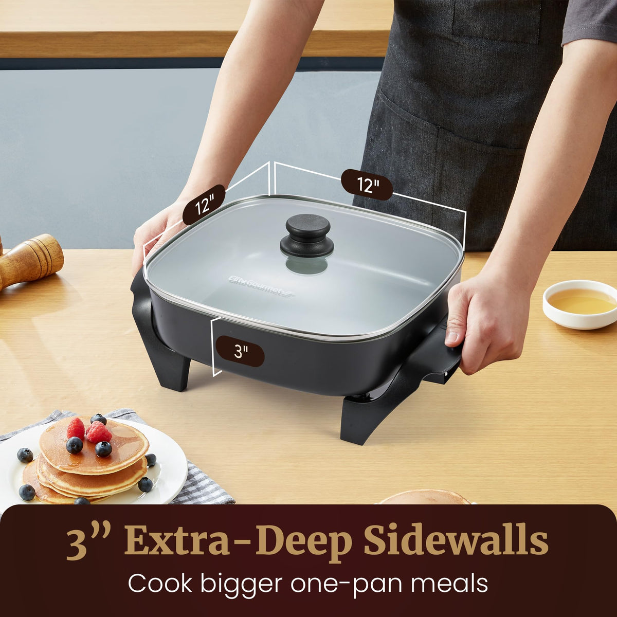 Elite Gourmet Ceralast temperature control provides precise settings from 200°F to 450°F.