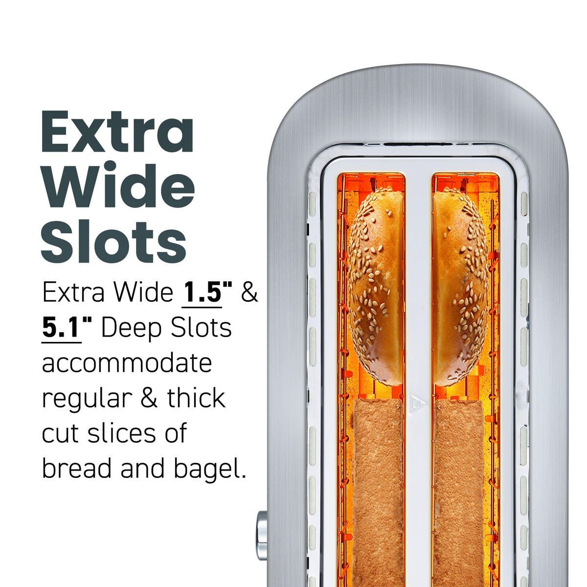 Elite Gourmet ECT4123 bagel function shows inside-toasting while outside remains warm.