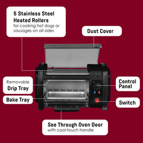 Elite Gourmet EHD-051B bun toaster view for evenly warmed buns.