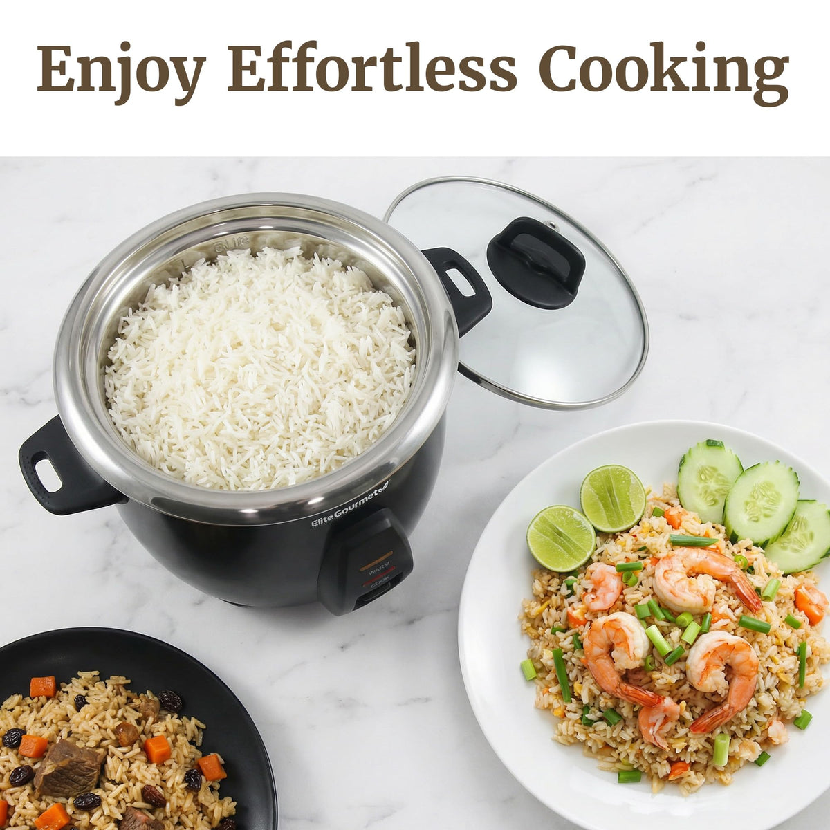 ERC2001BX includes measuring cup and serving spatula for precise prep
