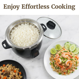 ERC2001BX includes measuring cup and serving spatula for precise prep