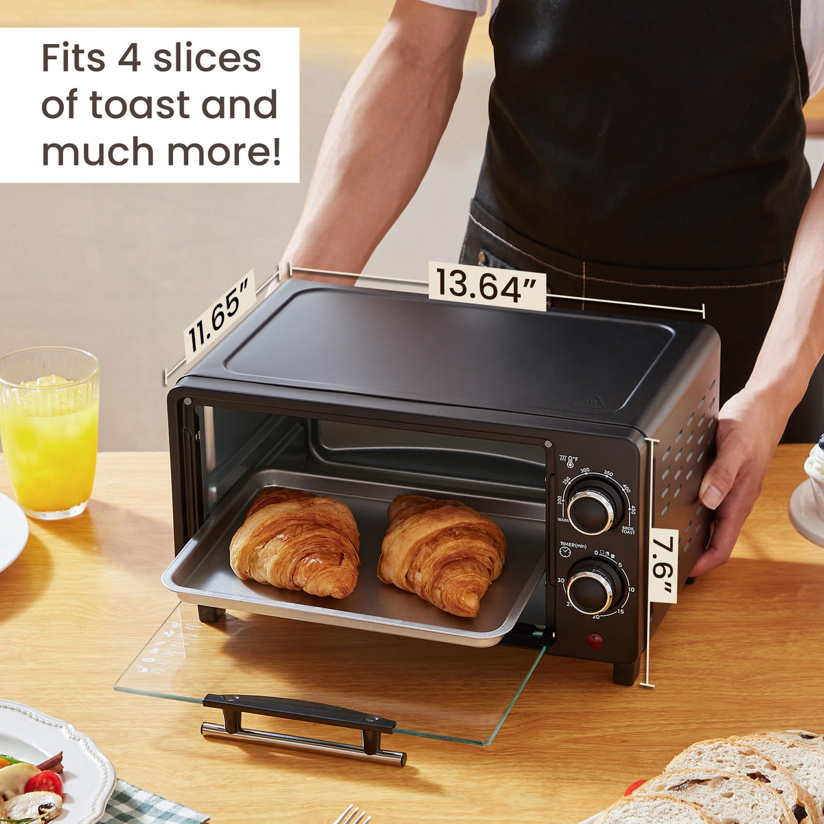 Elite Gourmet Eto490 450°F temperature control for even heating