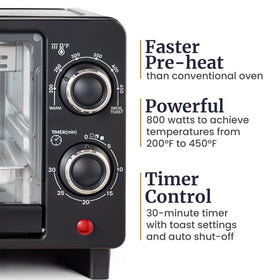 Elite Gourmet Eto490 800W power enables quick cooking