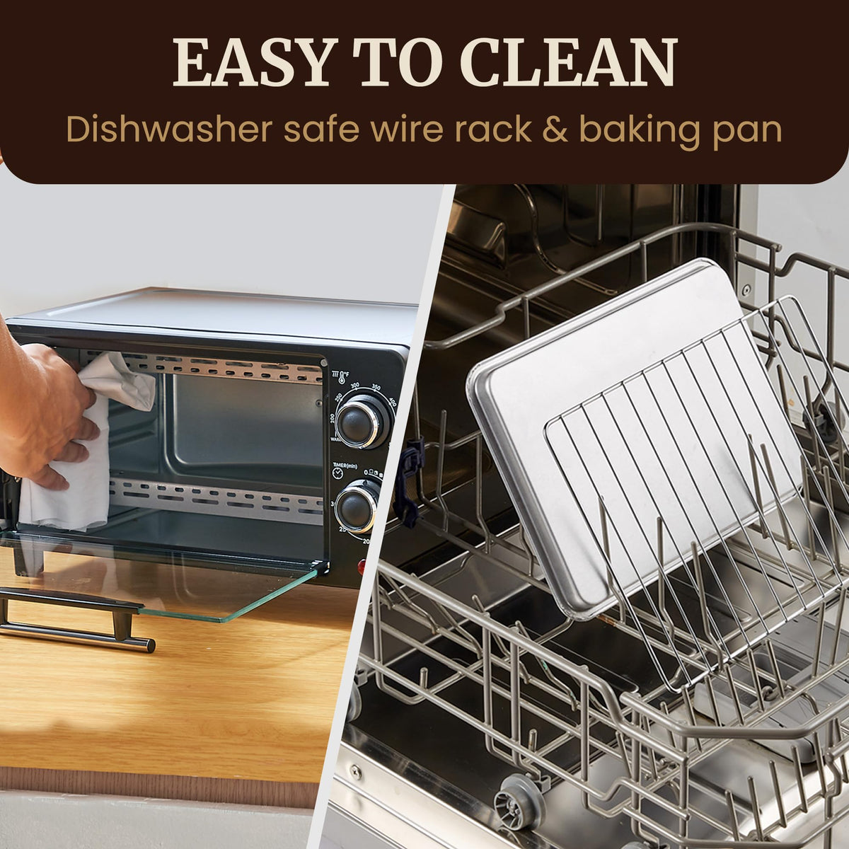 Elite Gourmet Eto490 baking pan and wire rack for flexible meals