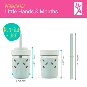Elk and Friends 8oz mason jar with spout lid for easy sipping.