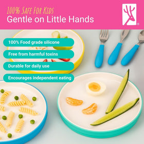 Elk and Friends non-slip plates keep meals in place during busy meals
