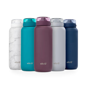Ello Cooper 22oz bottle in Figgy Pudding color keeps drinks cold for hours on-the-go.
