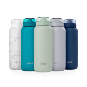 Ello Cooper 22oz stainless steel bottle with double-wall insulation keeps drinks cold.