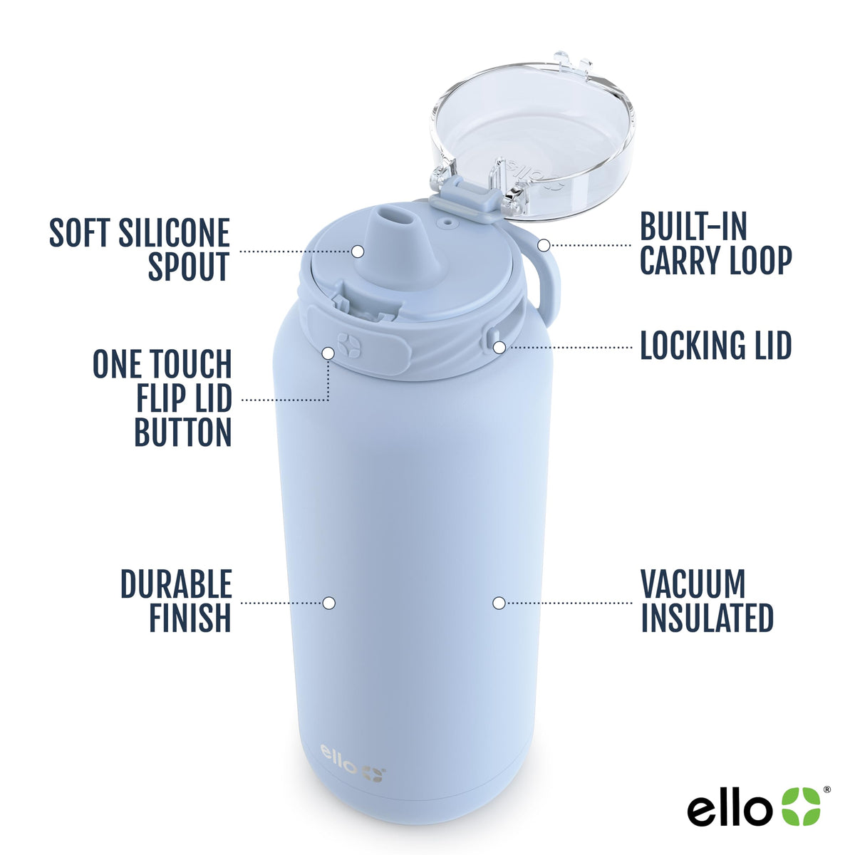 Ello Cooper double-wall vacuum design keeps drinks cold for hours
