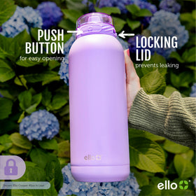 Ello Cooper leak-proof locking lid demonstrates reliable spill protection