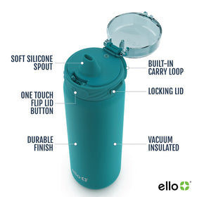 Ello Cooper bottle with soft silicone spout for easy sipping during workouts.