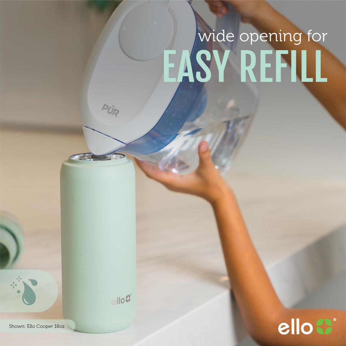 Ello Cooper top-rack dishwasher-safe parts simplify cleaning.