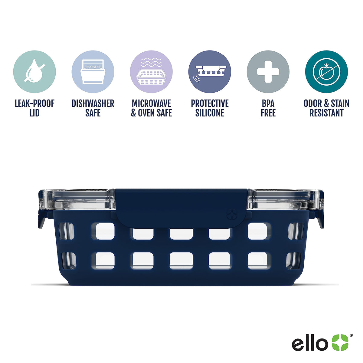 Ello Duraglass 1.75 cup container with clear glass and secure lid for snacks