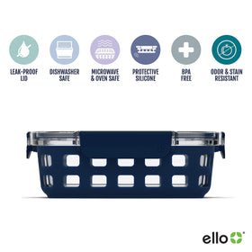 Ello Duraglass 1.75 cup container with clear glass and secure lid for snacks