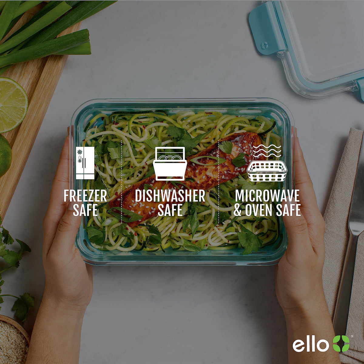 Ello Duraglass 5 cup container for larger meals and easy storage