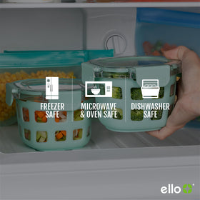 Ello Duraglass dishwasher-safe glass for easy cleanup.