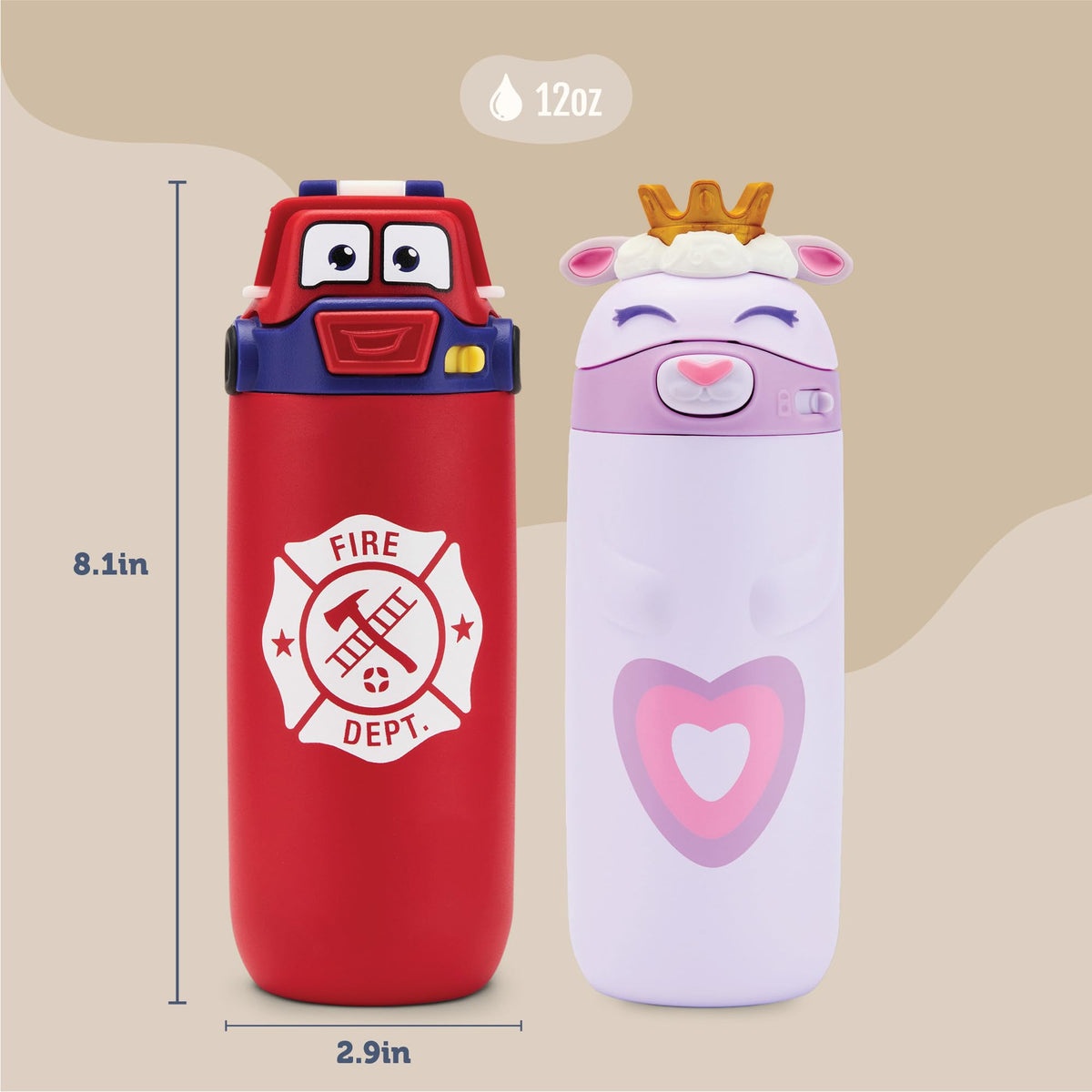 Ello Ellies 12oz bottle built-in carry loop for easy transport.