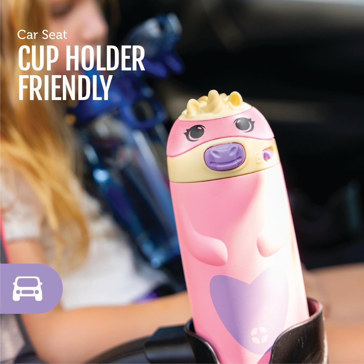 Ello Ellies 12oz stainless steel bottle withstands drops during play.