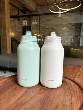 Ello Hydra 64oz bottle showing vacuum insulation keeps beverages cold longer.