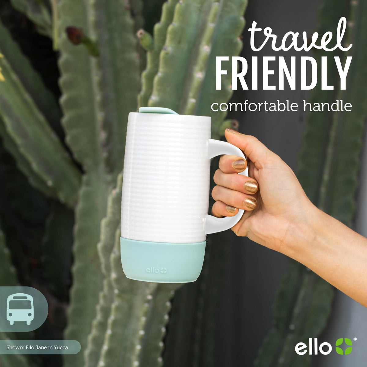 Ello Jane silicone boot provides grip and shields countertops while in use.