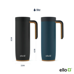 Ello Magnet mug shows built-in cork coaster base protects surfaces during travel.