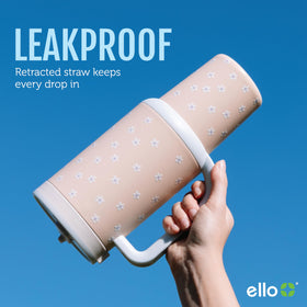 Ello Oasis retracting straw in action for leak prevention