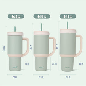 Ello Oasis 40 oz tumbler in pistachio, ideal for busy days.