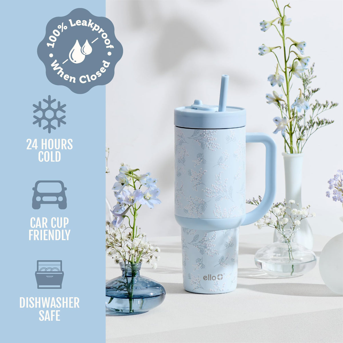 Ello Oasis cup holder-friendly design fitting most cup holders