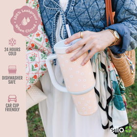 Ello Oasis hide-a-straw keeps sipping surface clean and secure