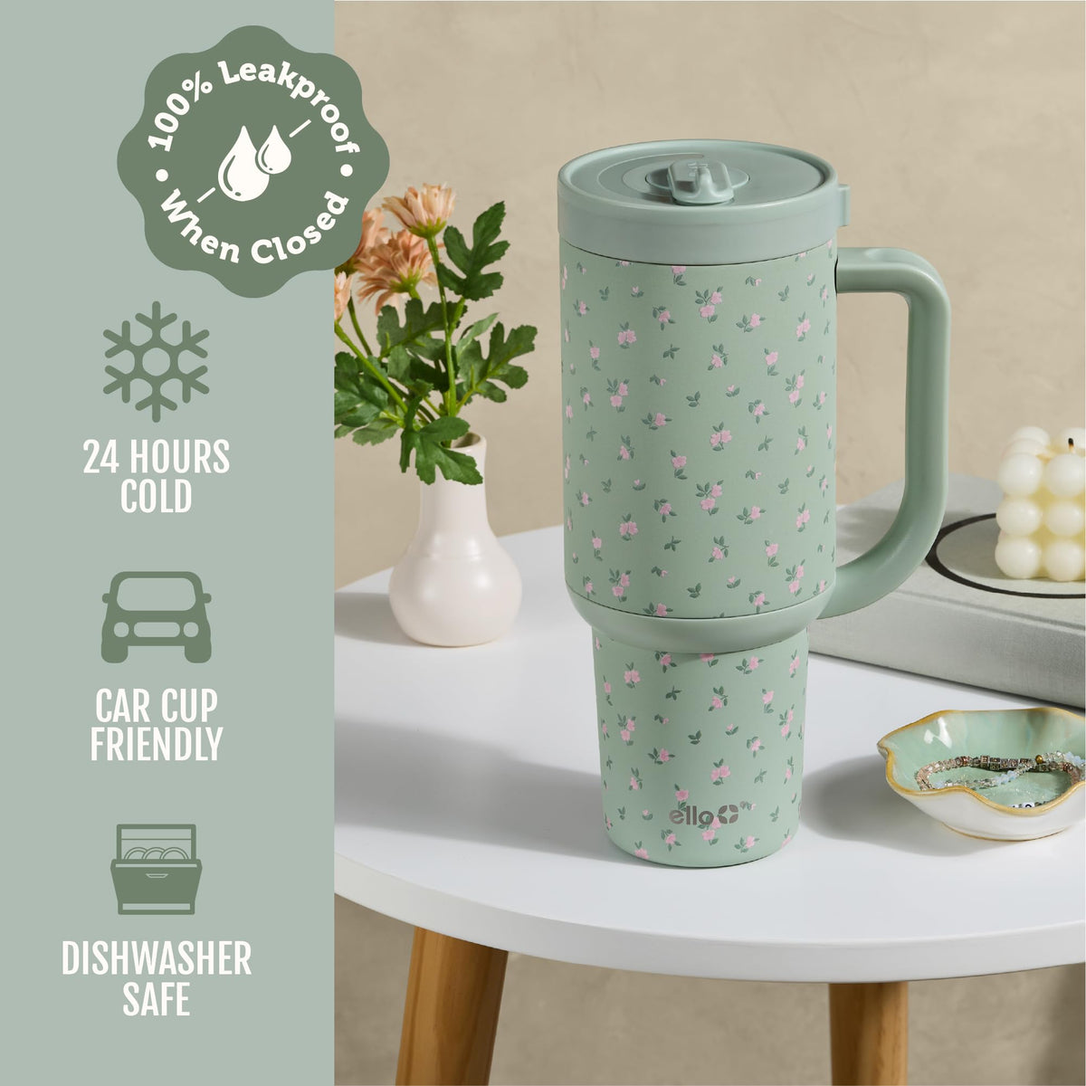 Ello Oasis is BPA-free and top-rack dishwasher safe for easy cleaning.