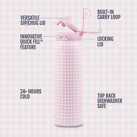 Ello Pop & Fill bottle leak-proof locking lid for secure transport.