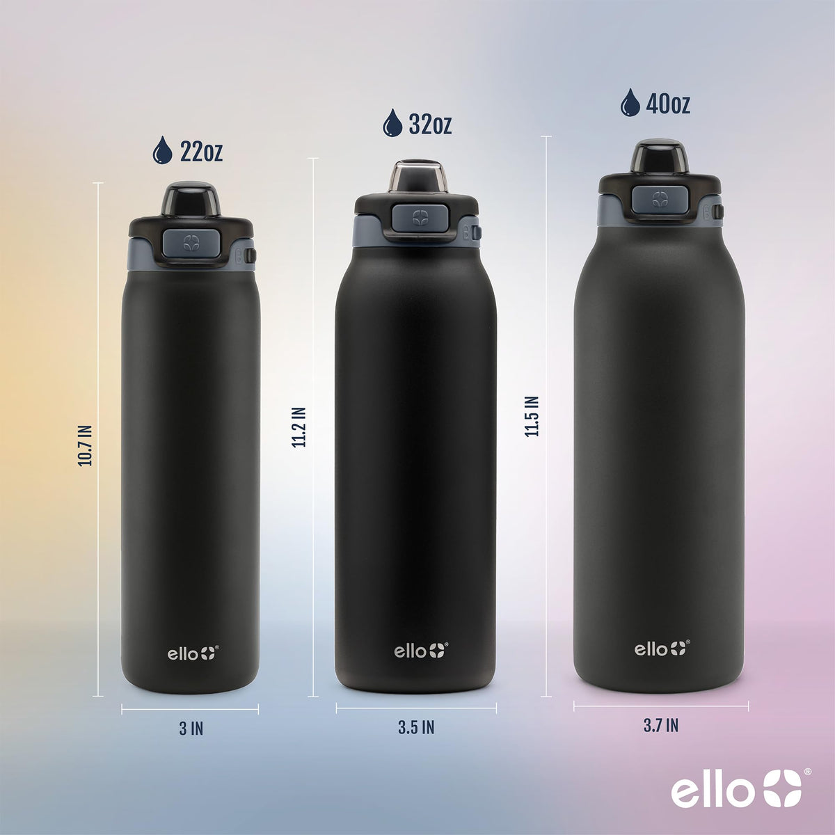 Ello Pop & Fill 40oz bottle travel carry loop for on-the-go attachment.