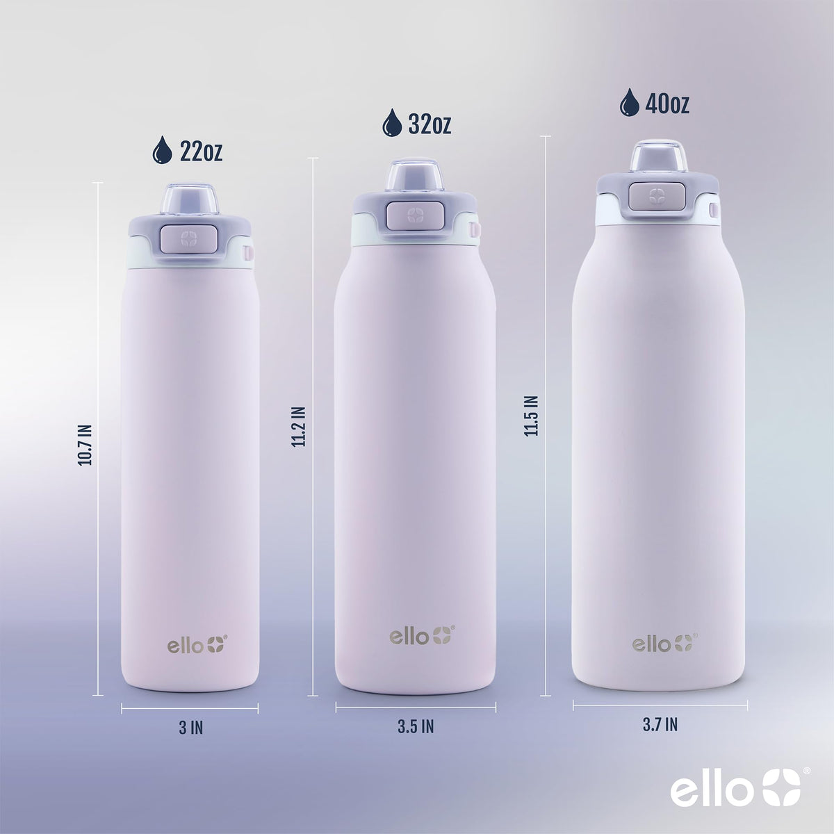 Ello Pop & Fill stainless steel bottle with double-wall insulation.