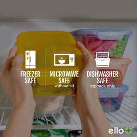 Ello Snap and Nest microwave-safe (without lid) for quick reheating.
