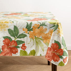 Elrene Callisto tropical tablecloth with hibiscus flowers for vibrant outdoor dining