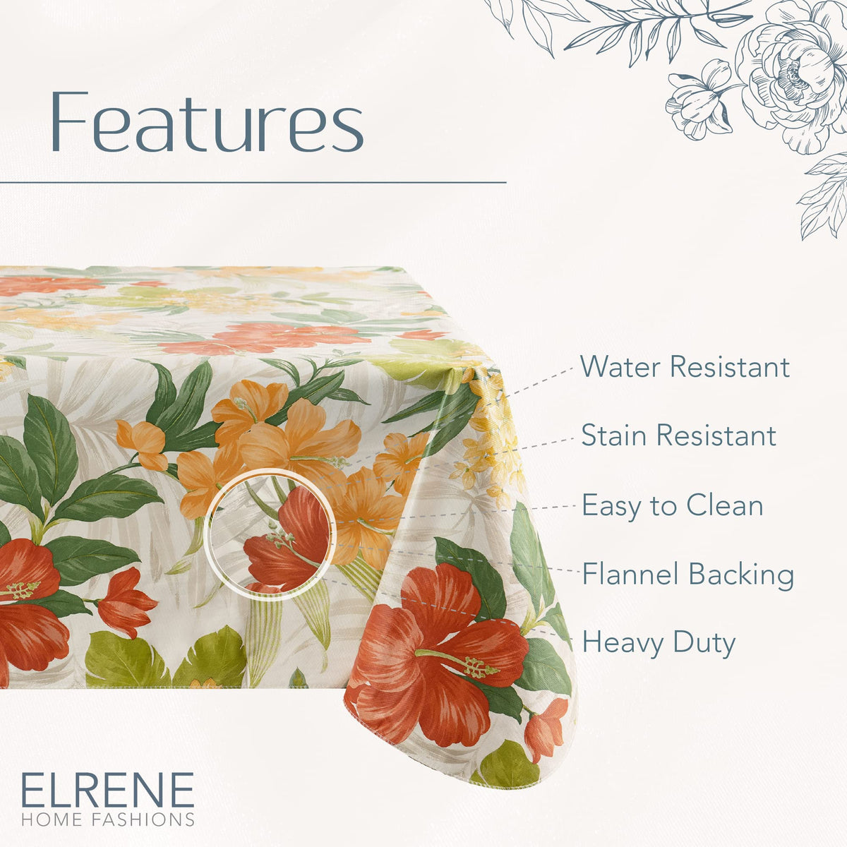 Elrene Callisto waterproof vinyl surface resists spills for easy cleanup.
