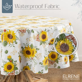 Elrene Sunflower Season vintage floral artwork detail adds warmth to indoor gatherings.
