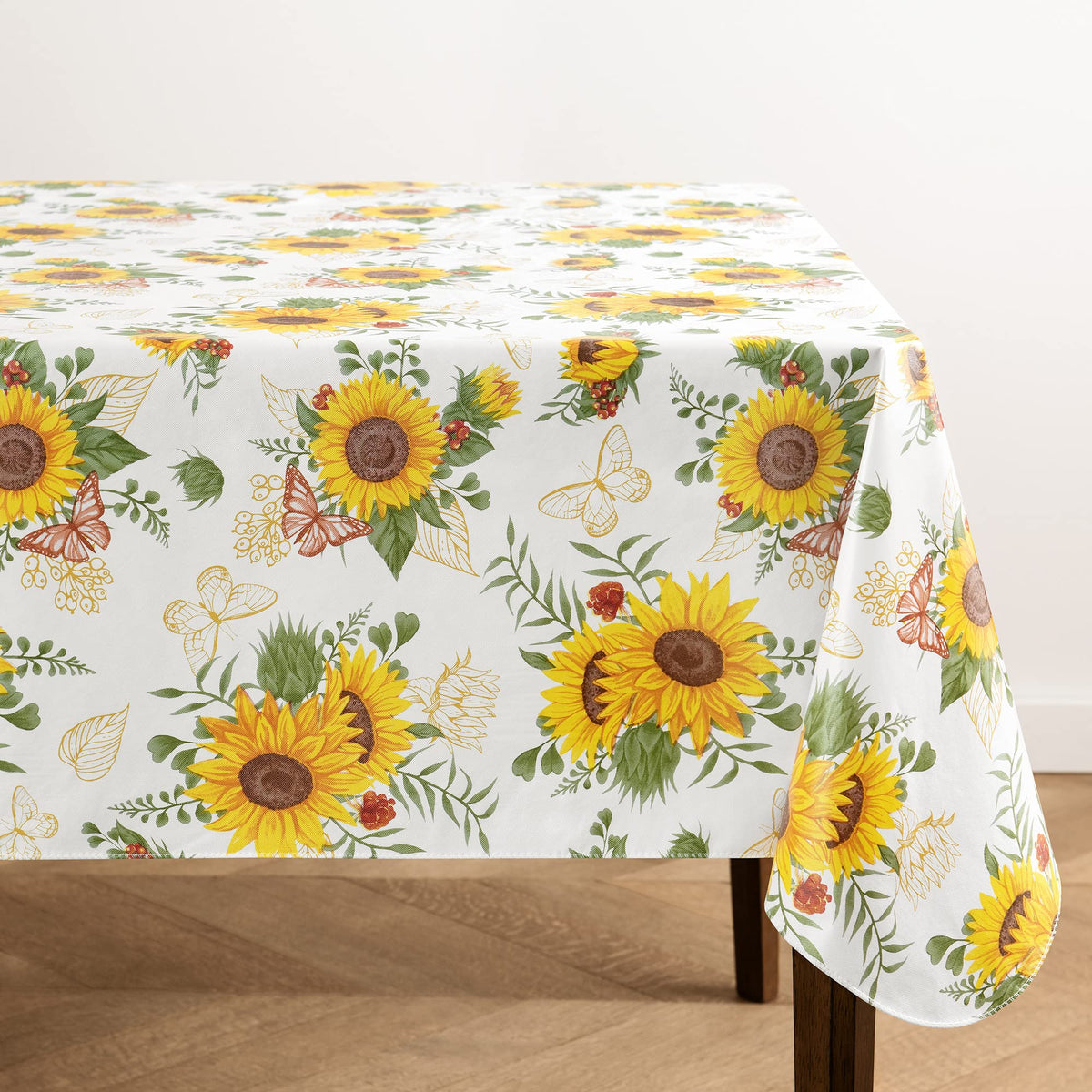 Elrene Sunflower Season tablecloth 60x102-inch rectangle with vintage floral design for elegant dining