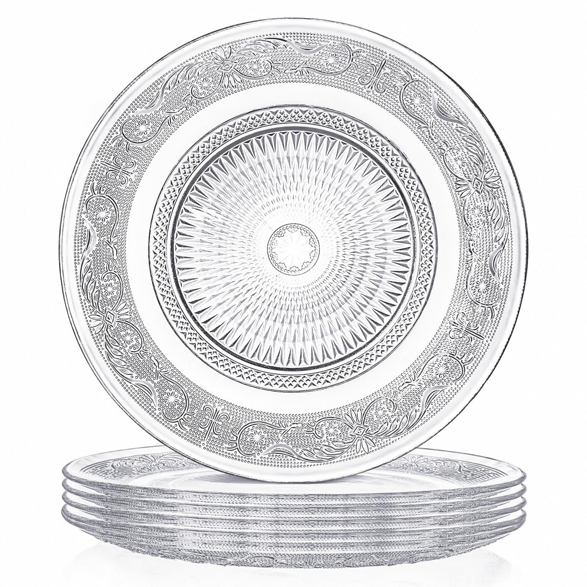 Elsjoy 6-pack 10-inch plate in clear glass, ideal for daily meals and presentation.