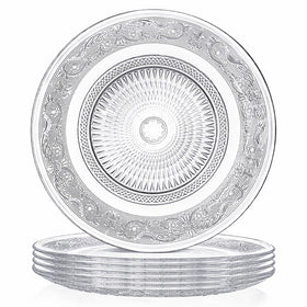 Elsjoy 6-pack 10-inch plate in clear glass, ideal for daily meals and presentation.